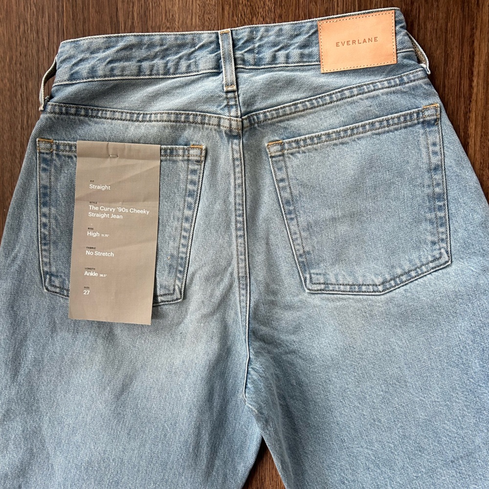 NWOT EVERLANE Curvy 90s Cheeky Straight Jean Light Wash Organic Size 27 Ankle - Picture 12 of 16